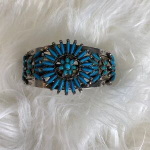 Blue and Silver Floral Women's Bracelet